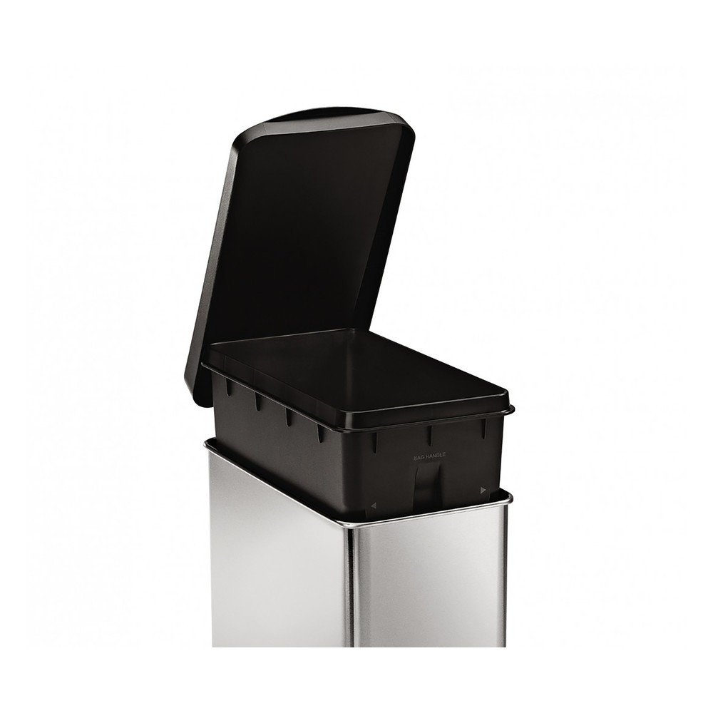 Produktabbildung Nr. 3: SIMPLEHUMAN Tret-Abfallbehälter Profile, 10 Liter, Edelstahl mattiert, schwarz