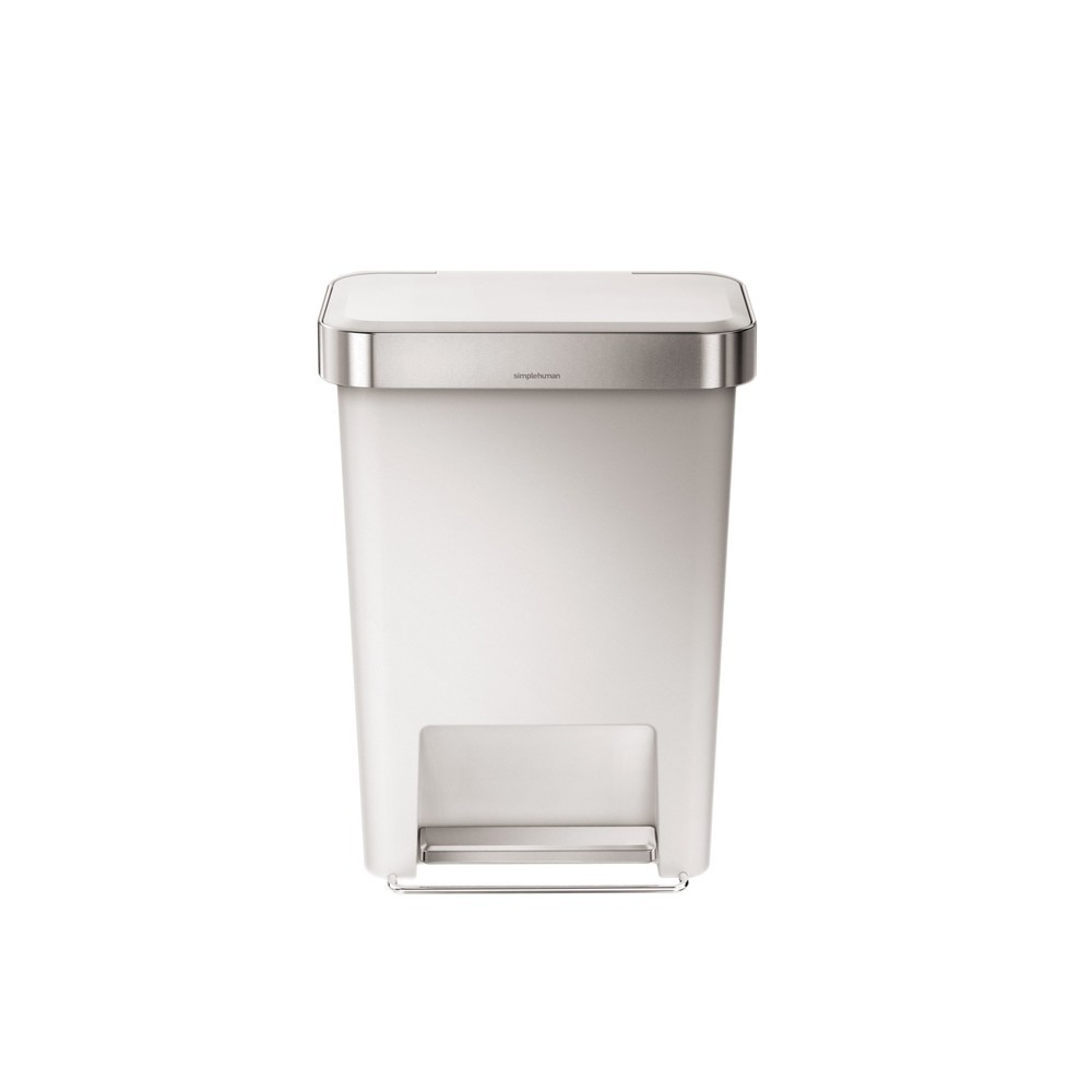 Produktabbildung: SIMPLEHUMAN Tret-Abfallbehälter Rectangular, aus Kunststoff, 45 Liter, mit Beutelspender, weiß