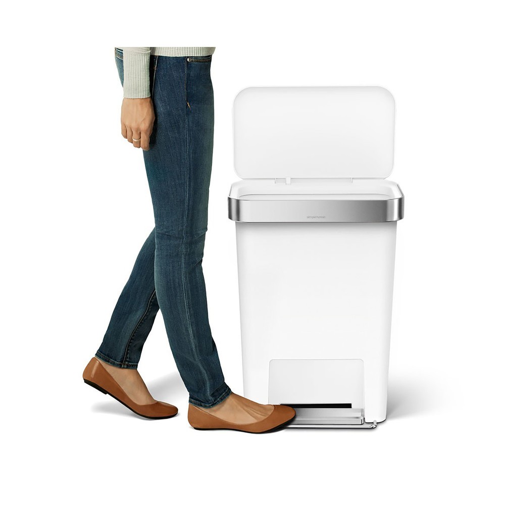 Produktabbildung Nr. 2: SIMPLEHUMAN Tret-Abfallbehälter Rectangular, aus Kunststoff, 45 Liter, mit Beutelspender, weiß