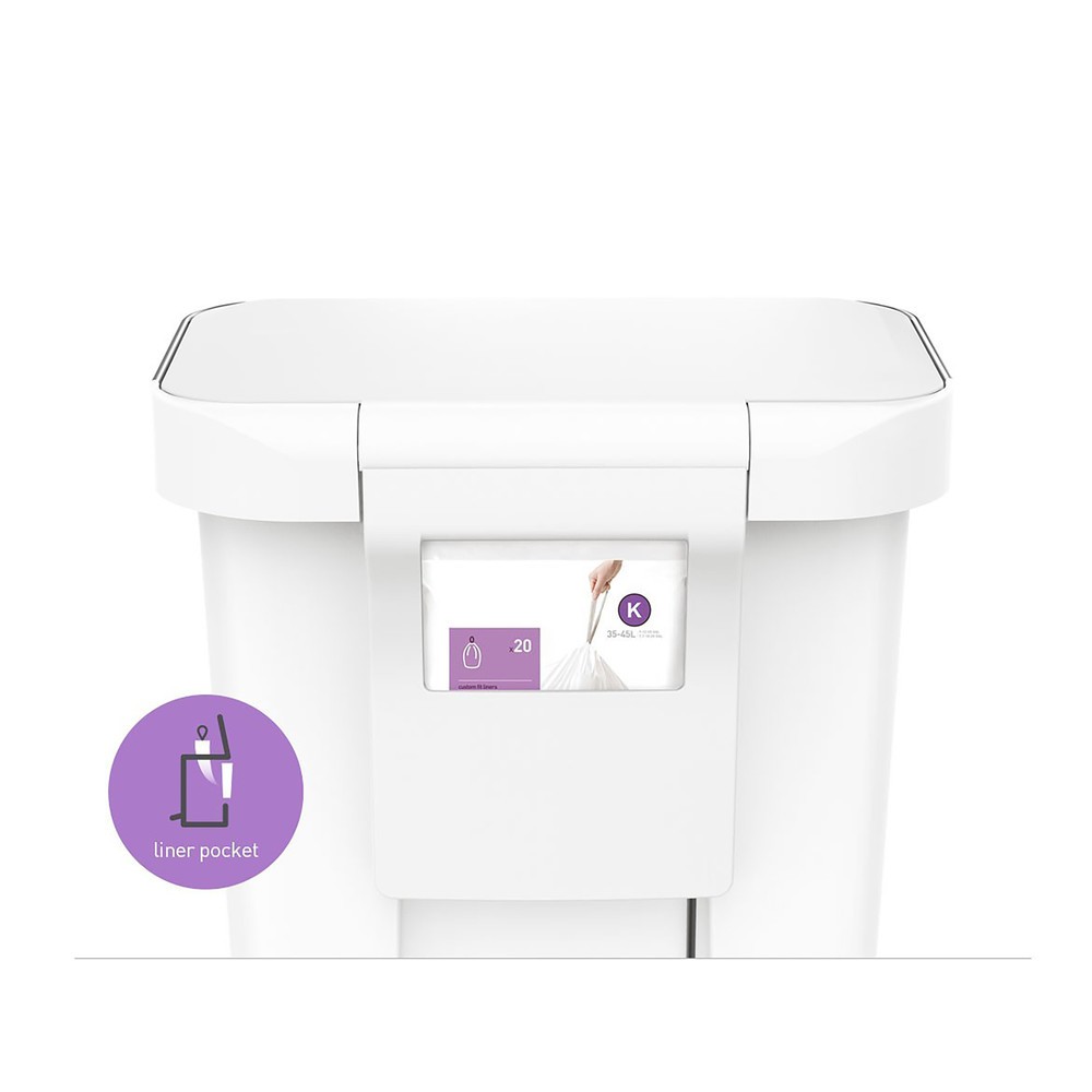 Produktabbildung Nr. 3: SIMPLEHUMAN Tret-Abfallbehälter Rectangular, aus Kunststoff, 45 Liter, mit Beutelspender, weiß