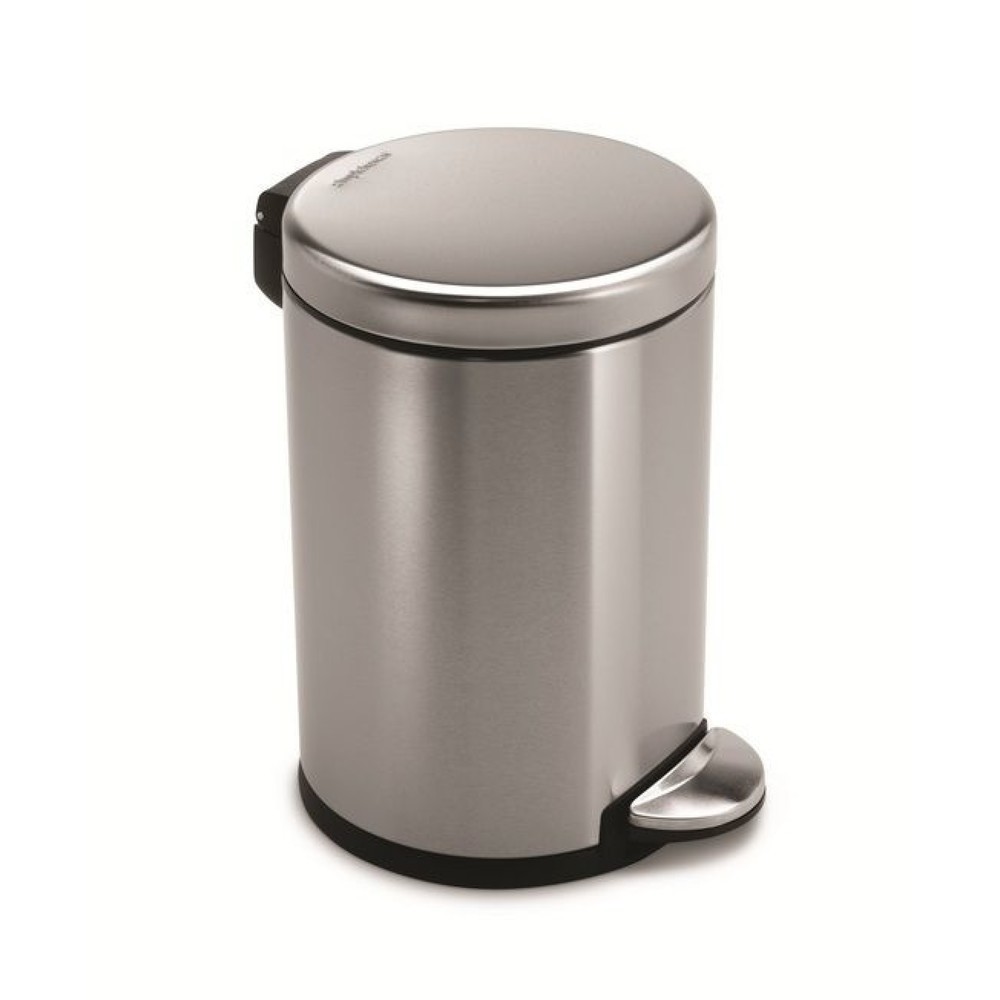 Produktabbildung: SIMPLEHUMAN Tret-Abfallbehälter, rund, 4,5 Liter, Edelstahl mattiert