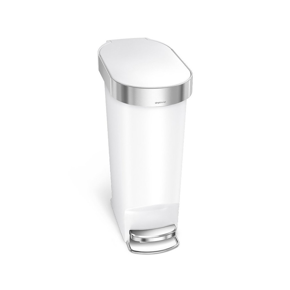 Produktabbildung: SIMPLEHUMAN Tret-Abfallbehälter Slim, 40 Liter, weiß