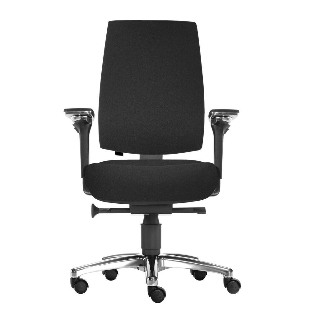 Produktabbildung: SITWELL STEIFENSAND Bandscheiben-Bürostuhl Cebra, vollflächige Kunststoff-Rückenschale, Universalrollen, Polyester, schwarz