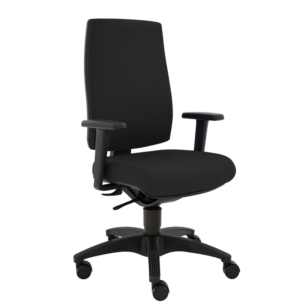 Produktabbildung: SITWELL STEIFENSAND Bürostuhl Cebra, Kunststoff-Rückenschale, Universalrollen, Polyester, schwarz