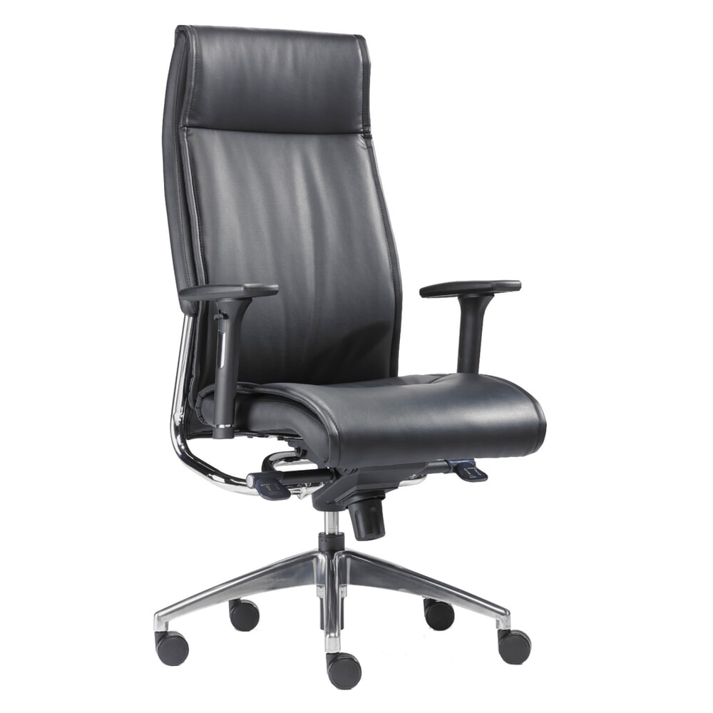 Produktabbildung: SITWELL STEIFENSAND Design-Schwerlast-Bürostuhl Big Boss, Ledersitz mit chromatierten Elemente