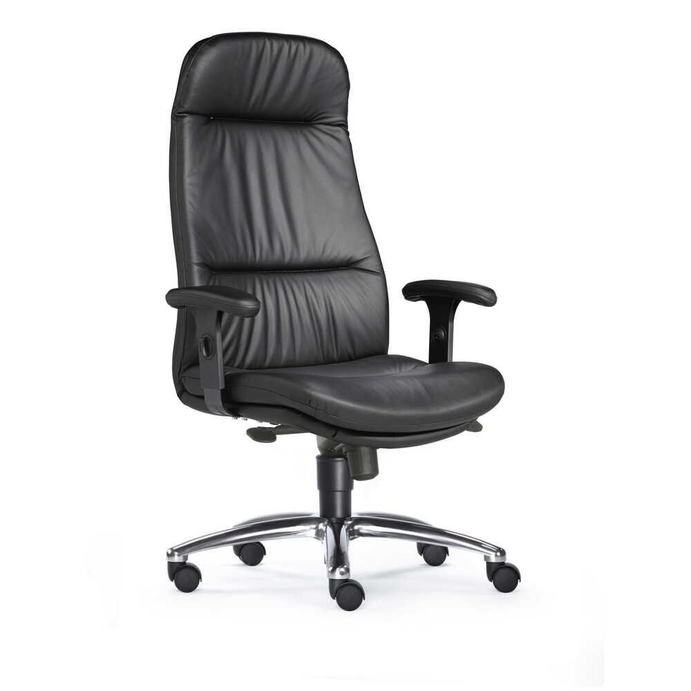Produktabbildung Nr. 2: SITWELL STEIFENSAND Schwerlast-Bürostuhl Top, extra hohes Rückenpolster, hochglänzendes Aluminium-Fußkreuz, Ledersitz