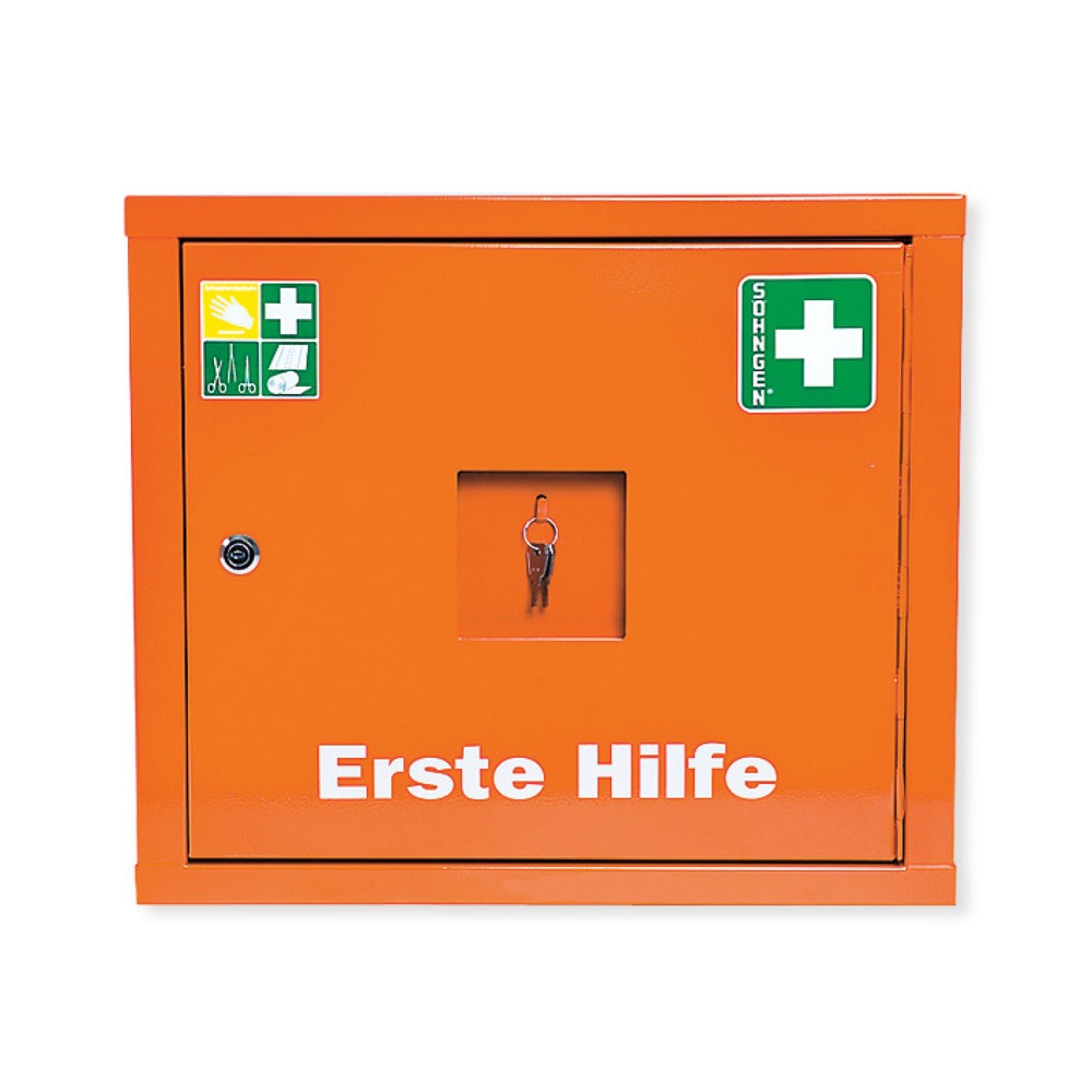 Produktabbildung: SÖHNGEN® Verbandschrank JUNIORSAFE, mit Füllung nach ÖNORM Z 1020-1, orange