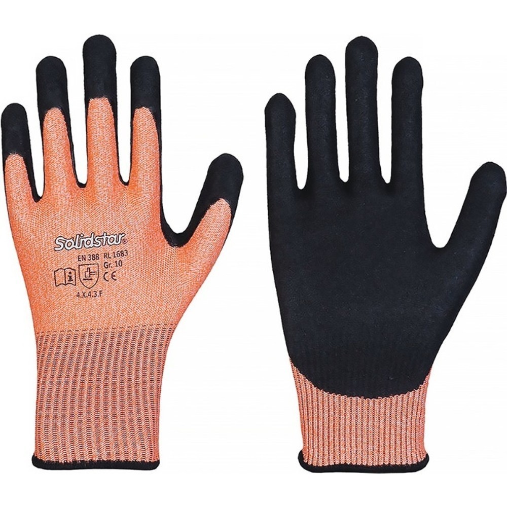 Produktabbildung: Solidstar 1683 Schnittschutzhandschuhe Gr. 9, orange/schwarz