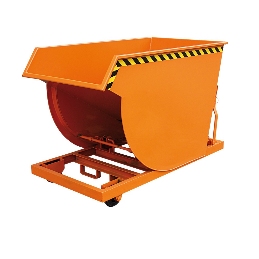 Produktabbildung: Eichinger® Spänebehälter mit Rollen und Siebblech-Einsatz, Volumen 0,5 m³, RAL 2004 reinorange