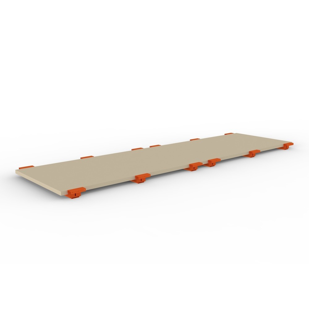 Produktabbildung: Spanplattenboden für META MULTIPAL Palettenregal, BxT 3.600 x 1.100 mm, mit abgesetzten Tiefenauflagen