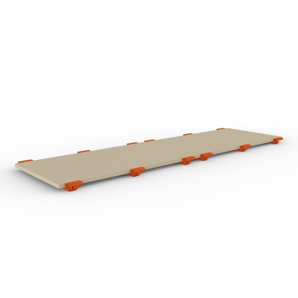 Produktabbildung: Spanplattenboden für META MULTIPAL Palettenregal, BxT 3.600 x 1.100 mm, mit abgesetzten Tiefenauflagen