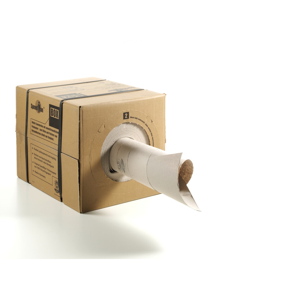 SpeedMan Box® Polsterpapier, HxBxT 297 x 297 x 400 mm, Rollenlänge 450 m, ca. 70 g/m² Produktabbildung: SpeedMan Box® Polsterpapier, HxBxT 297 x 297 x 400 mm, Rollenlänge 450 m, ca. 70 g/m²