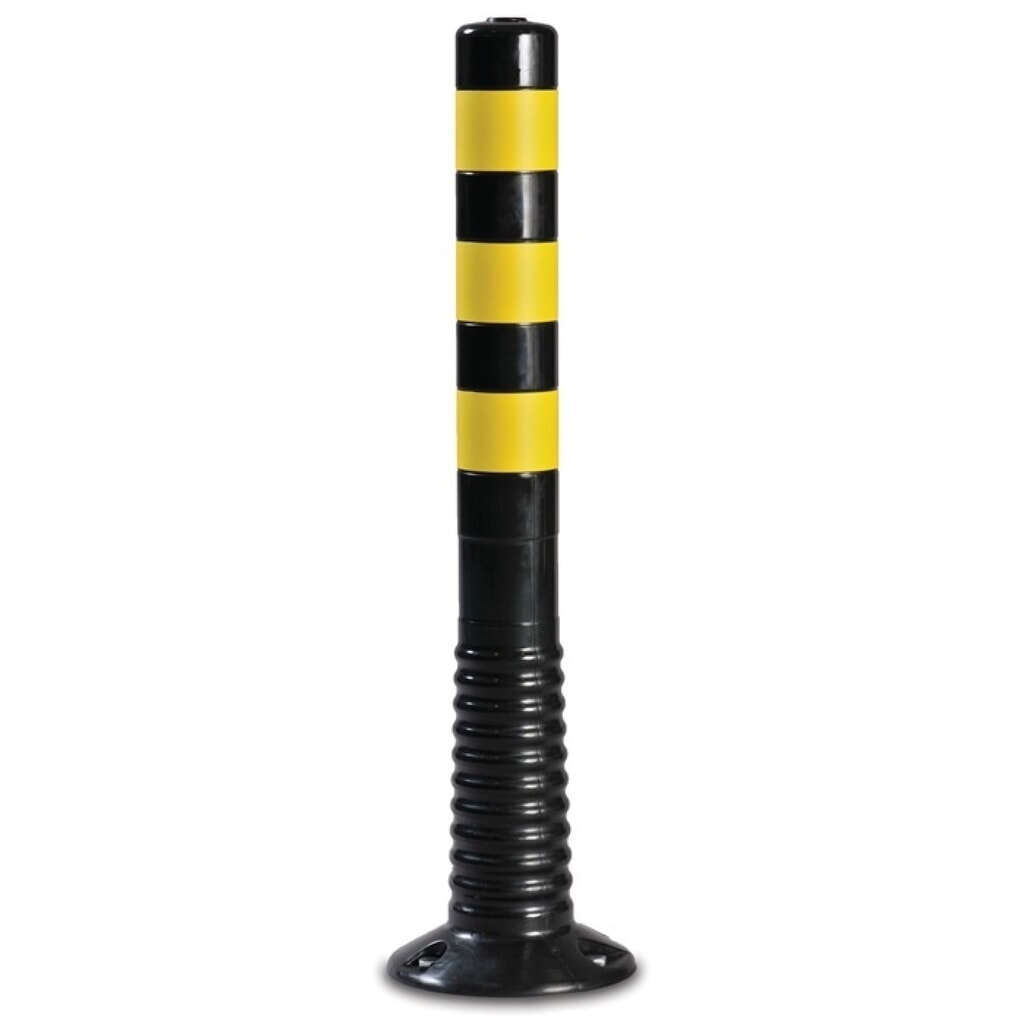 Produktabbildung Nr. 1: Sperrpfosten, zum Aufschrauben m.Befestigungsmaterial, PU schwarz/gelb Ø 80 mm, Höhe über Flur 750 mm