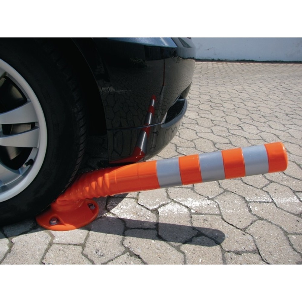 Produktabbildung Nr. 3: Sperrpfosten, zum Aufschrauben m.Befestigungsmaterial, PU schwarz/gelb Ø 80 mm, Höhe über Flur 1000 mm
