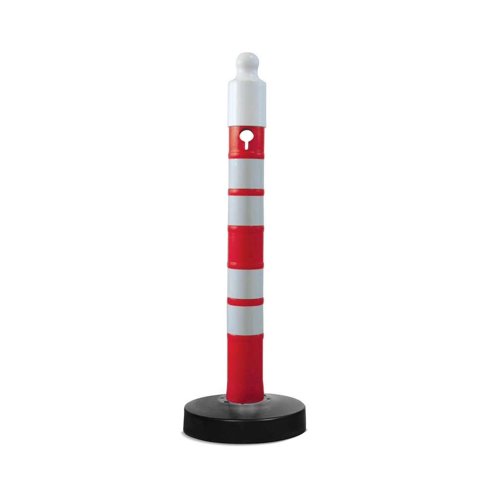 Produktabbildung: Sperrpfosten aus Polypropylen, Ø 110 mm, Fuß befüllbar, rot/retroreflektierend