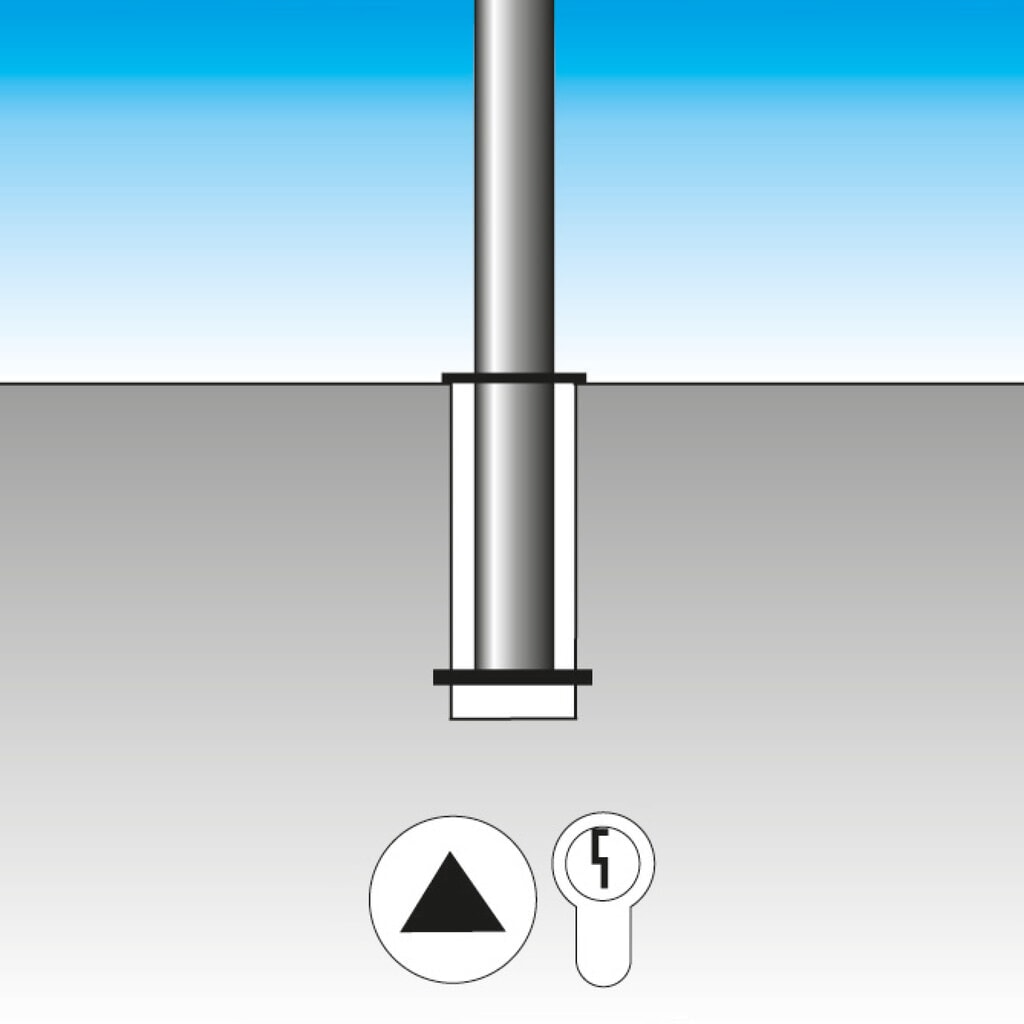 Produktabbildung Nr. 2: URBANUS Edelstahl-Sperrpfosten, herausnehmbar, Rundrohr Ø 76 mm mit Rundkopf, Feuerwehr-Dreikant