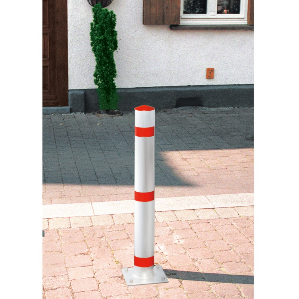 Produktabbildung: Sperrpfosten aus Aluminium, herausnehmbar, Rundrohr Ø 102 mm mit Zylinderschloss, rot