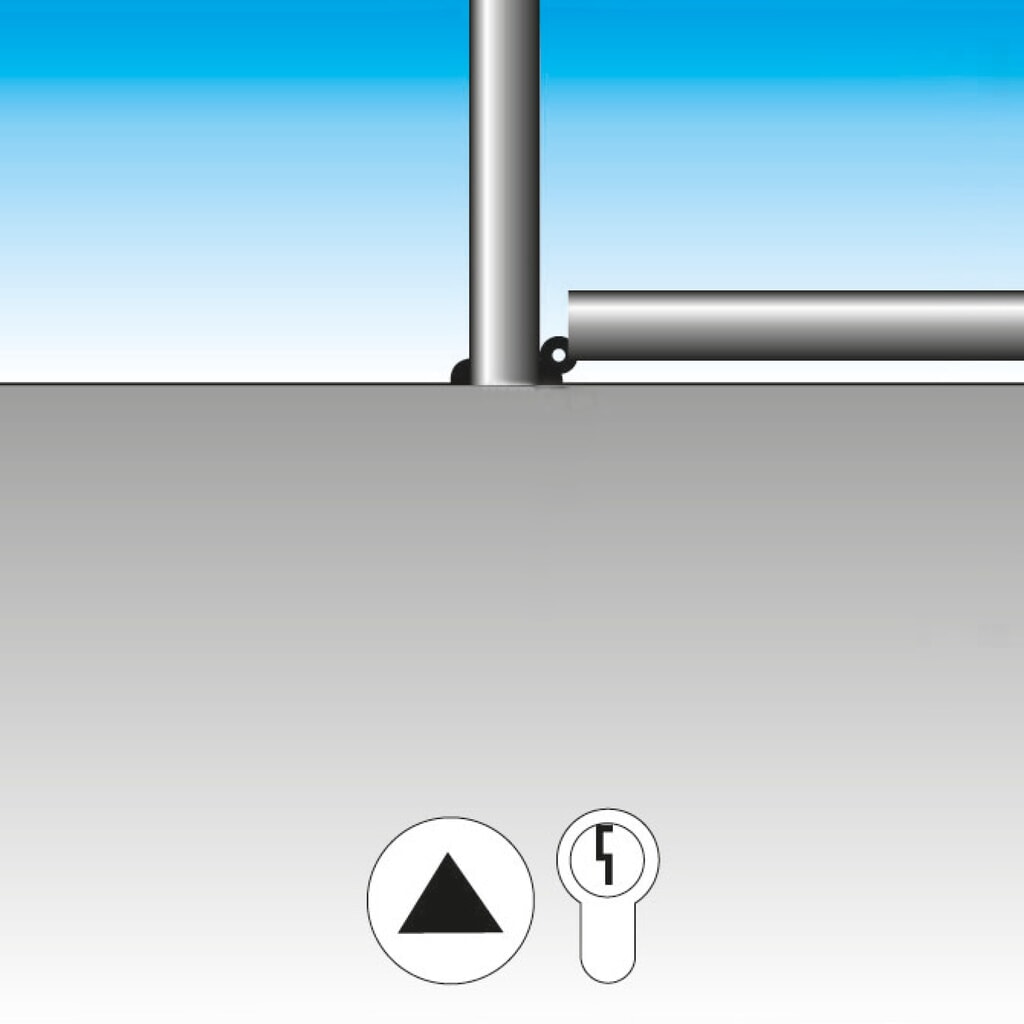 Produktabbildung Nr. 2: URBANUS Edelstahl-Sperrpfosten, umlegbar, Rundrohr Ø 76 mm zum Aufdübeln + Rundkopf, Zylinderschloss