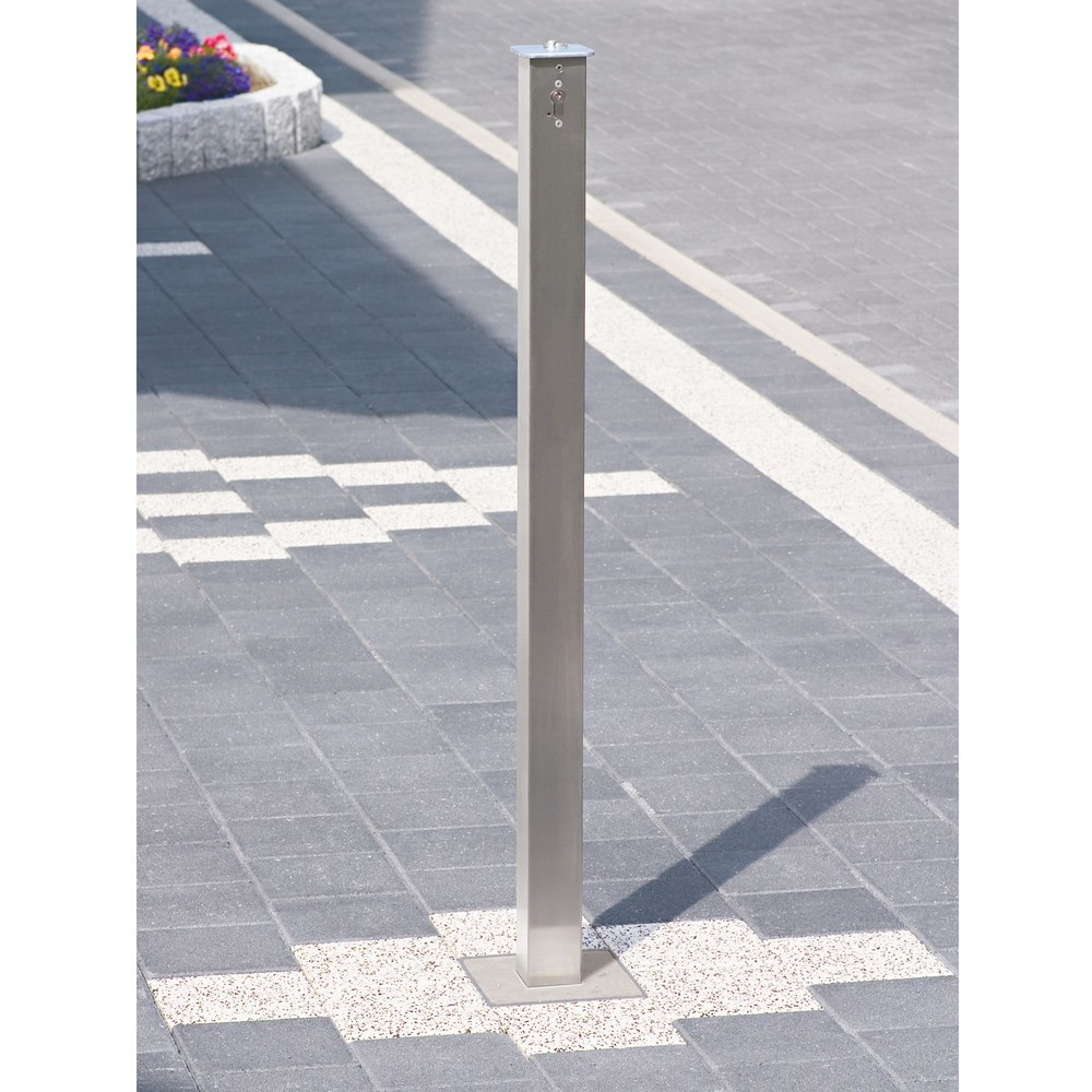 Produktabbildung Nr. 1: Sperrpfosten aus Edelstahl, versenkbar 70 x 70 mm, versenkt verschließbar