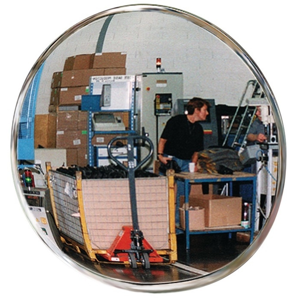 Produktabbildung: SPL Kontroll-/Sicherheitsspiegel, Rückwand schwarz mit Halterung, D.600 mm, 8 m