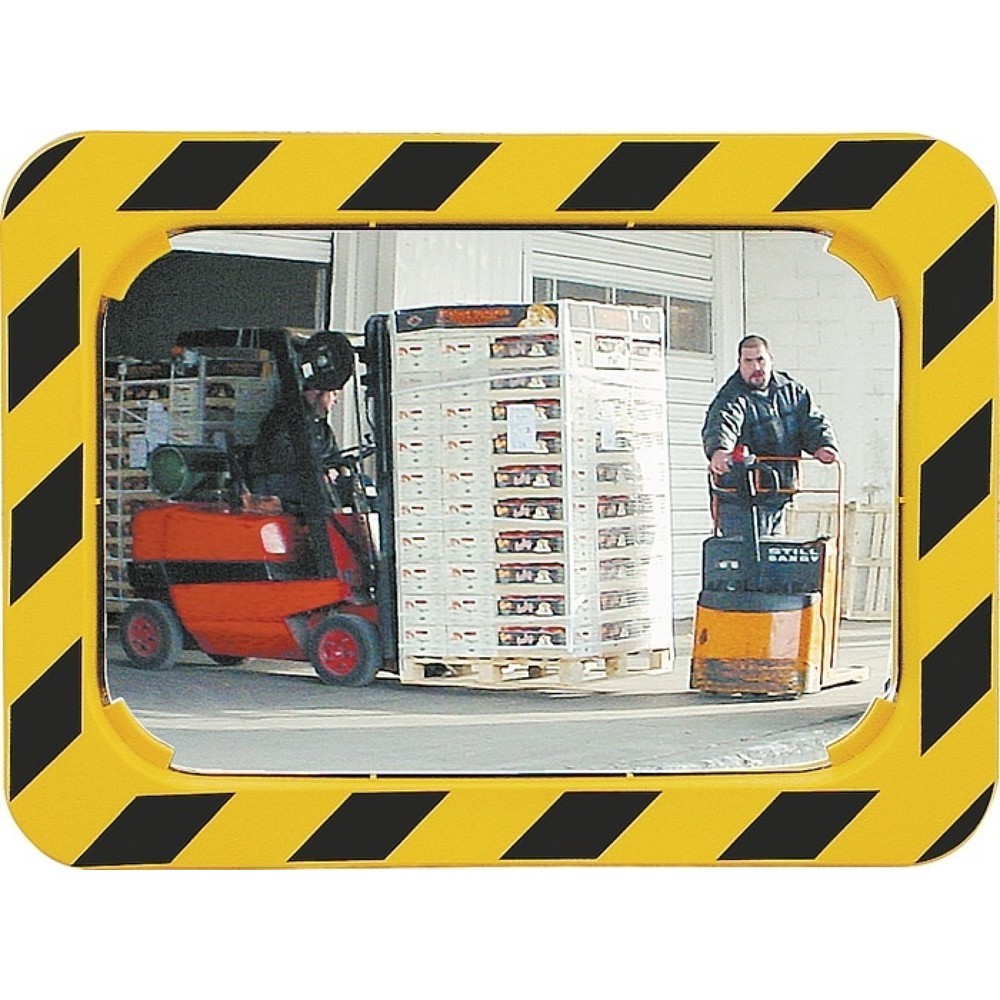 Produktabbildung: SPL Sicherheits-/Verkehrsspiegel, für 2 Richtungen, H400xB600mm Kunststoff, gelb/schwarz, 9 m