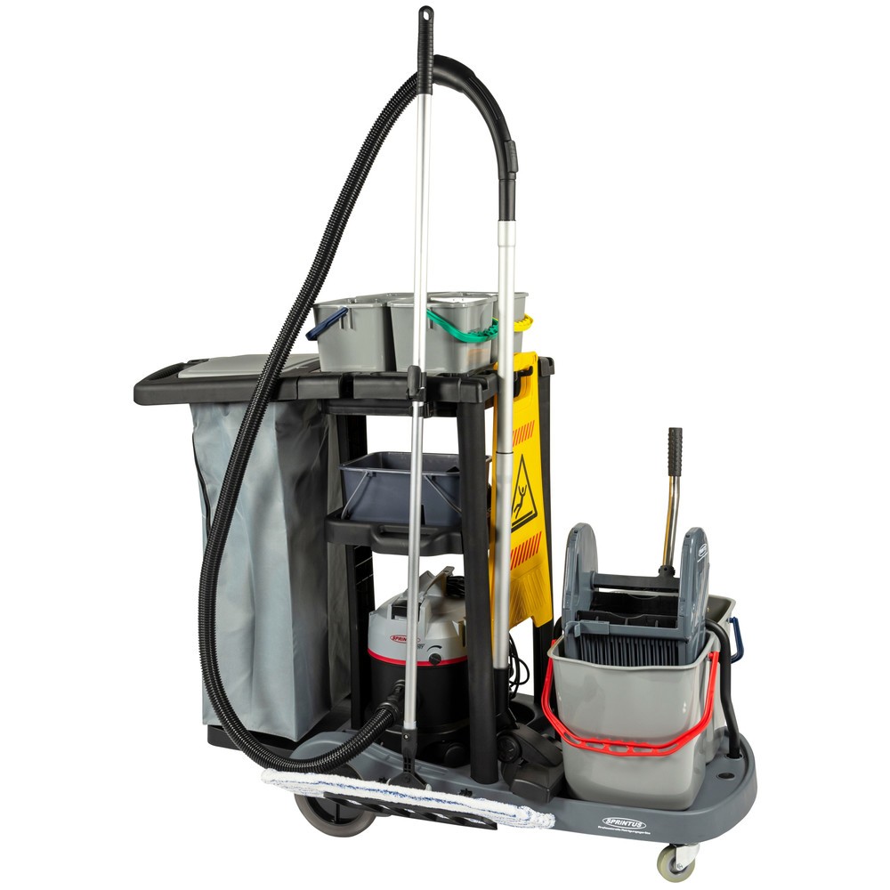 Produktabbildung Nr. 1: SPRiNTUS  Servicewagen Set 2, Eimer 2x 17 Liter + 4x 4 Liter, Wischmopp mit Premium-Mopp 500 mm