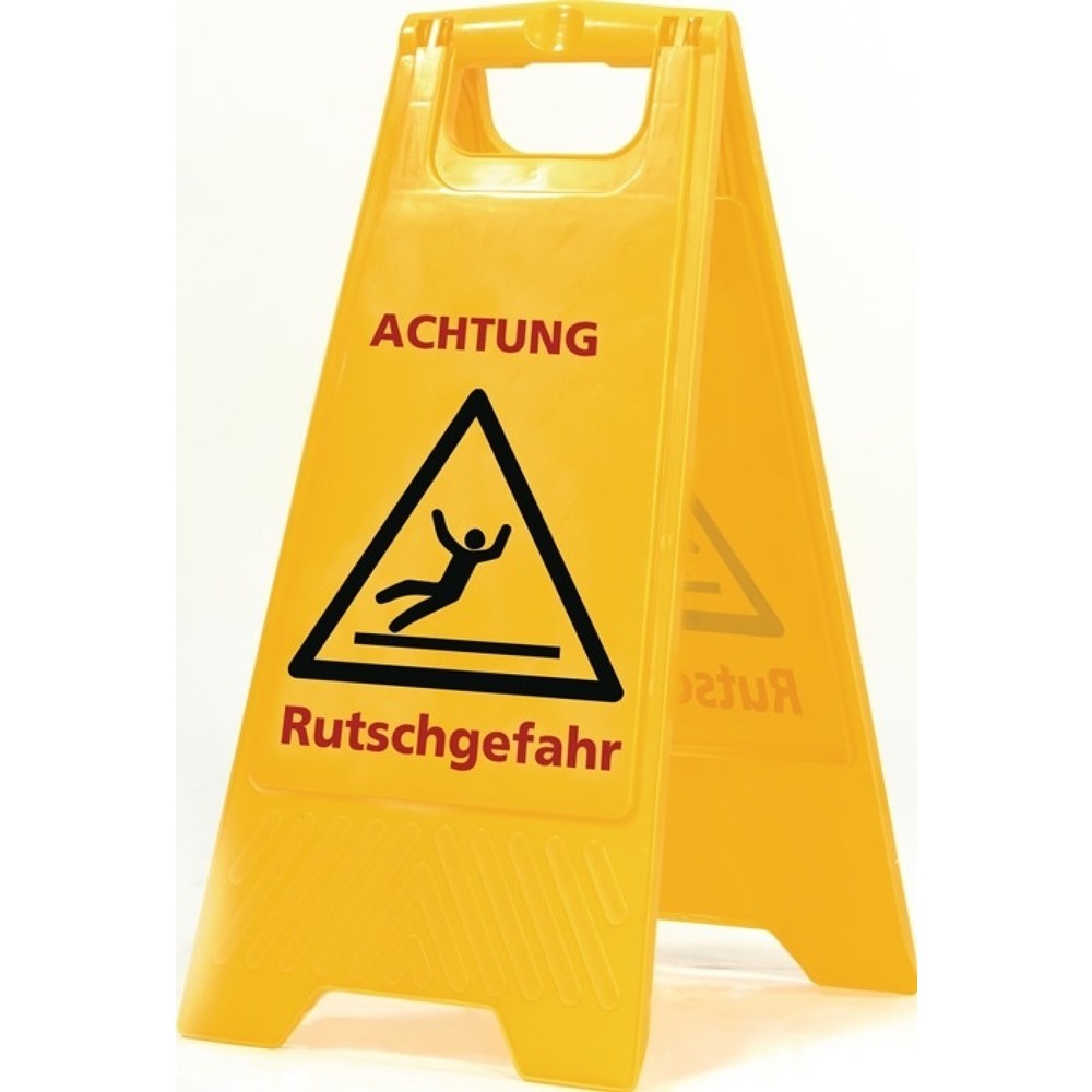 Produktabbildung: SPRiNTUS  Warnschild, B 300 x H 570 mm, Achtung Rutschgefahr Schriftzug, signalgelb / schwarz/rot