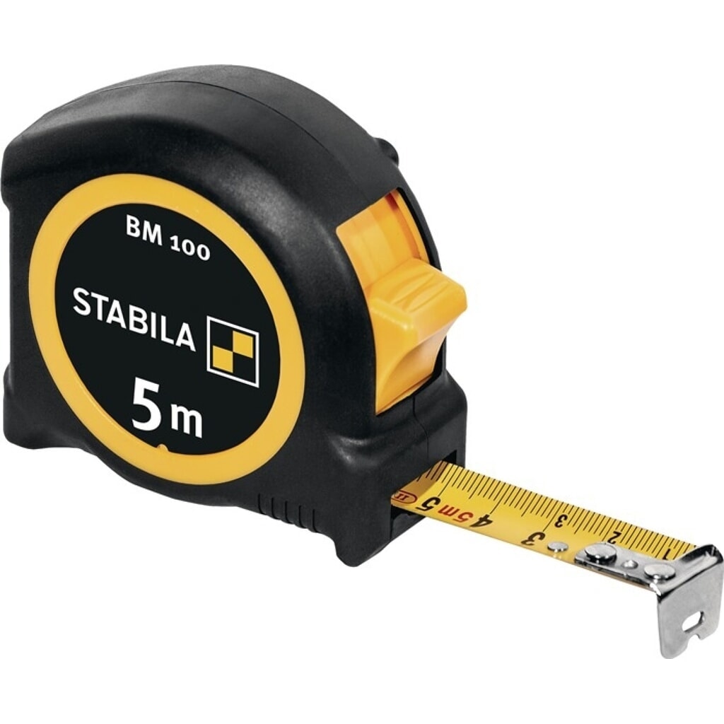 Stabila Taschenrollbandmaß BM 100, Länge 5 m Breite 19 mm mm/mm, EG II ABS / TPE Metall-Clip Produktabbildung Nr. 1: Stabila Taschenrollbandmaß BM 100, Länge 5 m Breite 19 mm mm/mm, EG II ABS / TPE Metall-Clip