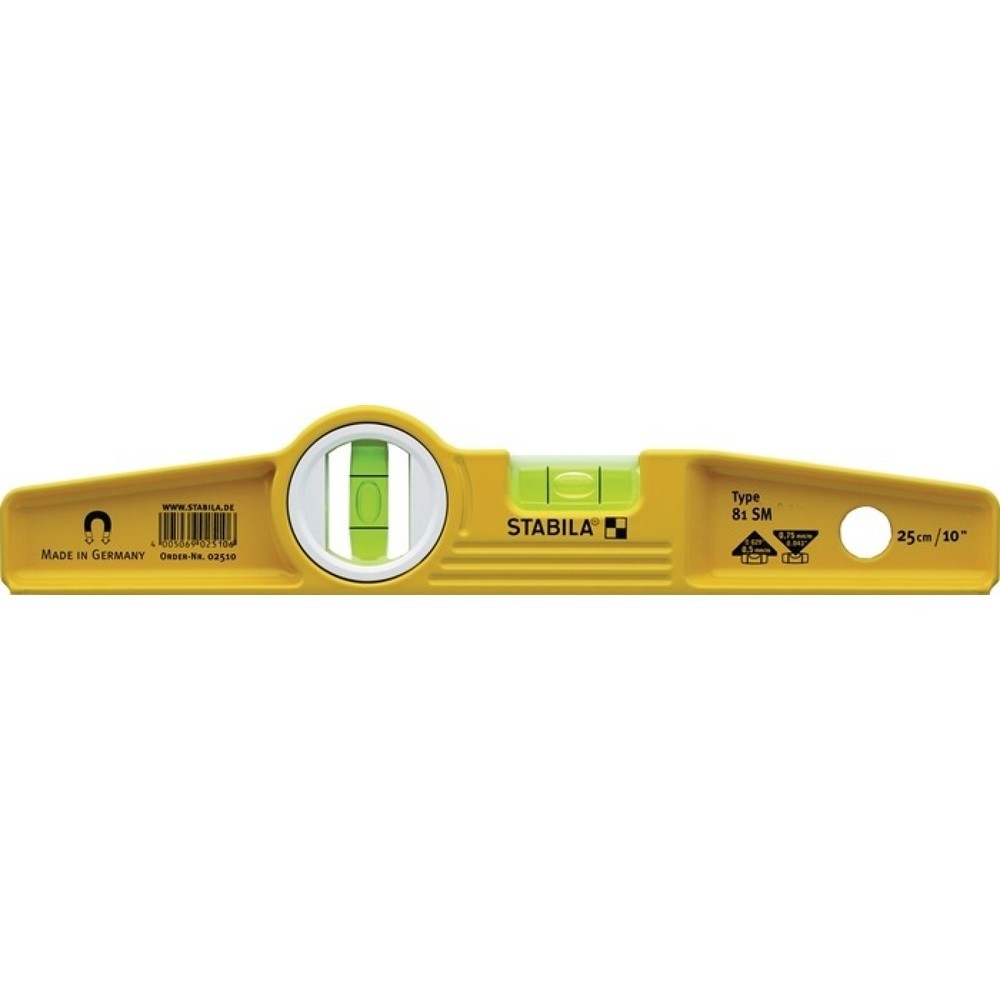 Produktabbildung: Stabila Torpedowasserwaage 81 SM, 25 cm, Aluminium gelb