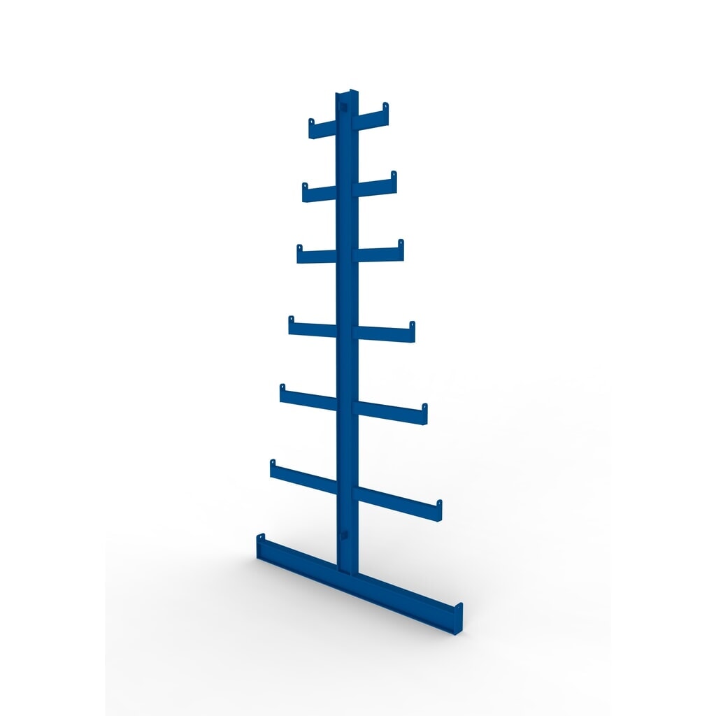 Stabmaterialständer ATLAS ST für META Kragarmregal, doppelseitig, RAL 5010 enzianblau, HxT 2.000 x 500 - 150 mm Produktabbildung: Stabmaterialständer ATLAS ST für META Kragarmregal, doppelseitig, RAL 5010 enzianblau, HxT 2.000 x 500 - 150 mm