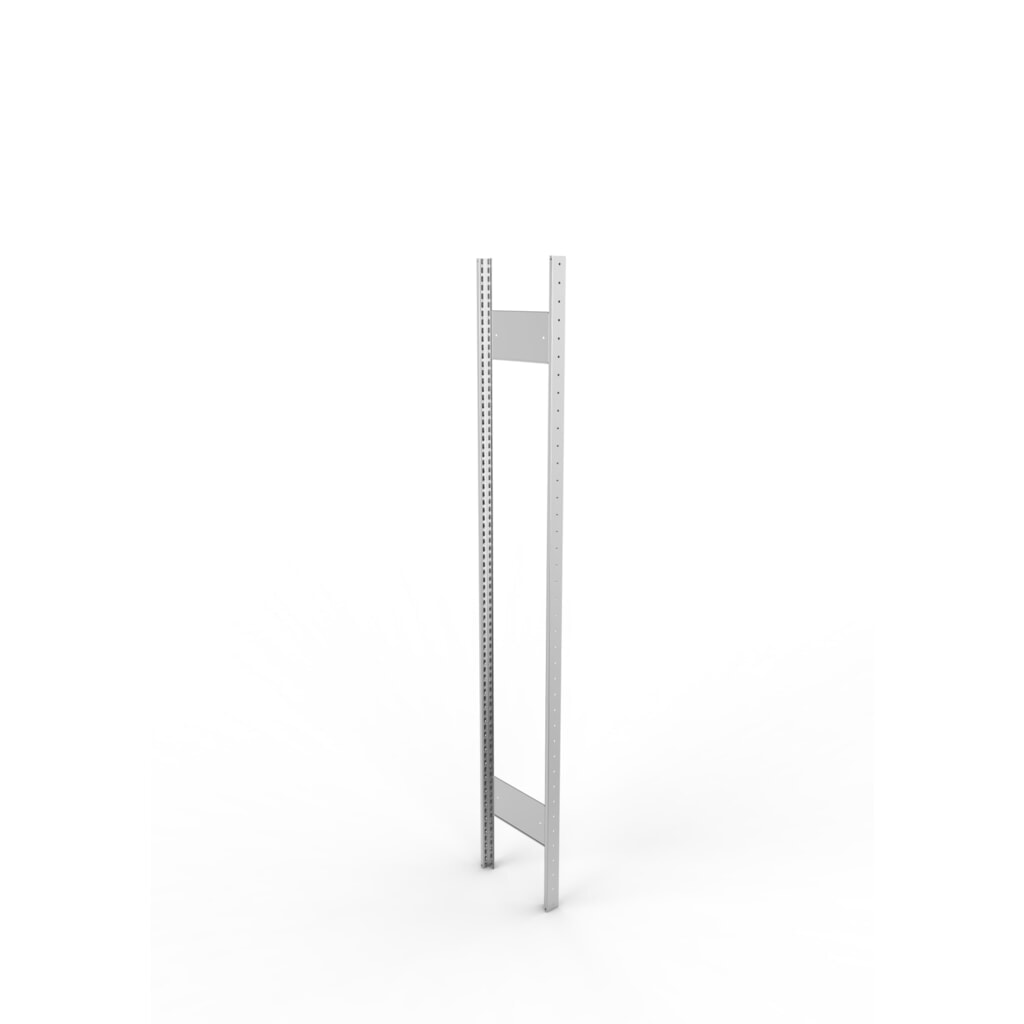 Ständerrahmen für META Fachbodenregal, geclincht, 1 Zwischenraum, HxB 2.000 x 300 mm, verzinkt Produktabbildung: Ständerrahmen für META Fachbodenregal, geclincht, 1 Zwischenraum, HxB 2.000 x 300 mm, verzinkt
