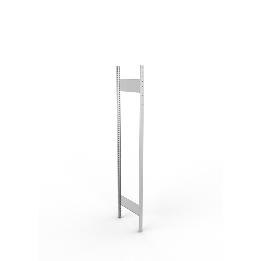 Produktabbildung: Ständerrahmen für META Fachbodenregal, geclincht, 1 Zwischenraum, HxB 2.000 x 400 mm, verzinkt