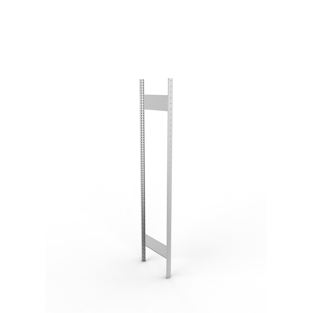 Produktabbildung: Ständerrahmen für META Fachbodenregal, geclincht, 1 Zwischenraum, HxB 2.000 x 400 mm, verzinkt