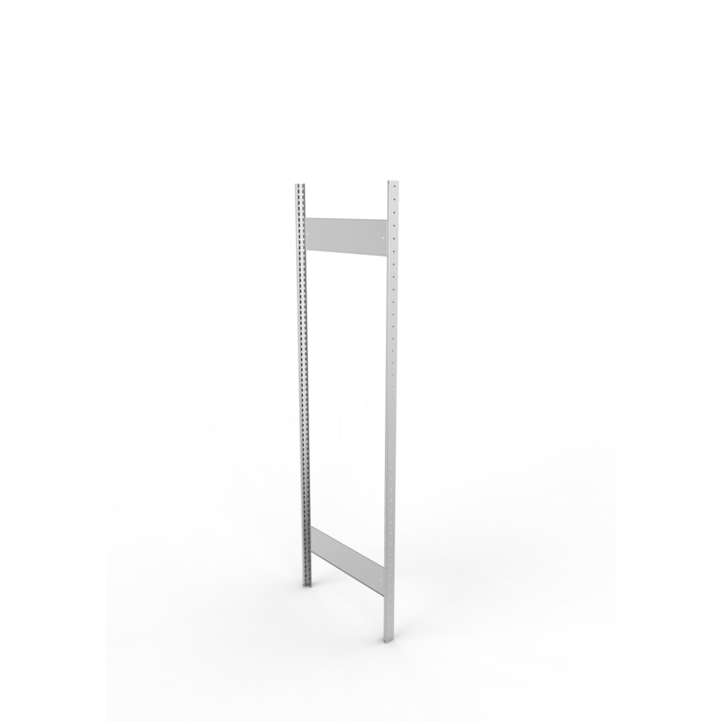 Ständerrahmen für META Fachbodenregal, geclincht, 1 Zwischenraum, HxB 2.000 x 600 mm, verzinkt Produktabbildung: Ständerrahmen für META Fachbodenregal, geclincht, 1 Zwischenraum, HxB 2.000 x 600 mm, verzinkt