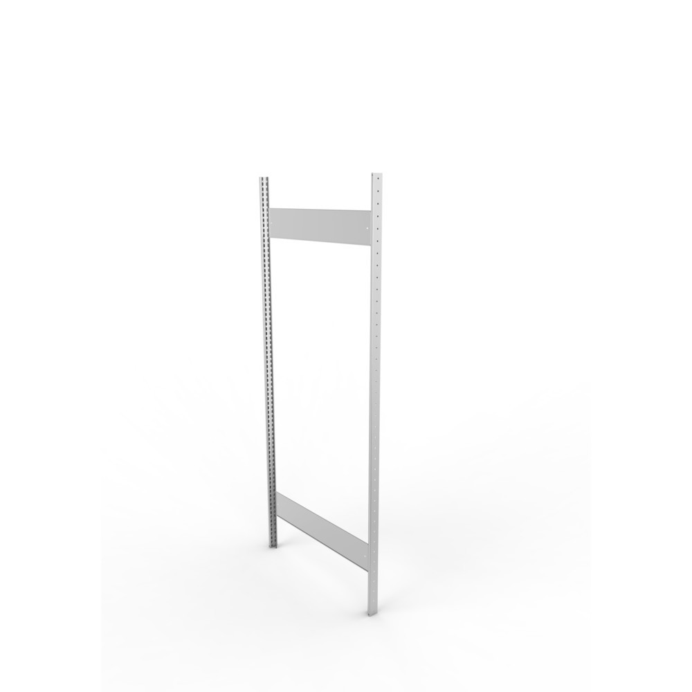 Produktabbildung: Ständerrahmen für META Fachbodenregal, geclincht, 1 Zwischenraum, HxB 2.000 x 800 mm, verzinkt
