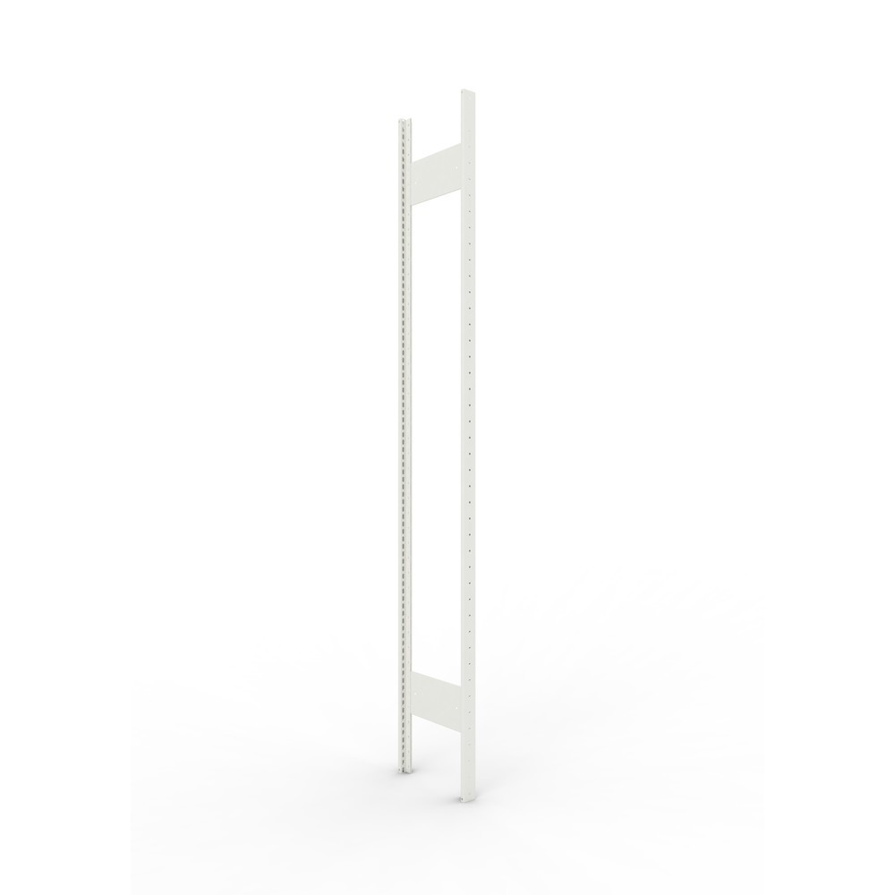 Produktabbildung: Ständerrahmen für META Fachbodenregal, geclincht, 1 Zwischenraum, HxB 2.200 x 300 mm, RAL 7035 lichtgrau