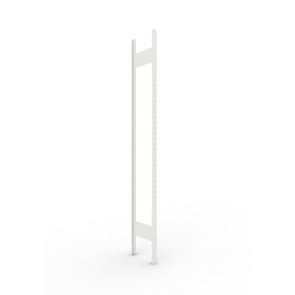 Produktabbildung: Ständerrahmen für META Fachbodenregal, geclincht, 1 Zwischenraum, HxB 2.200 x 300 mm, RAL 7035 lichtgrau