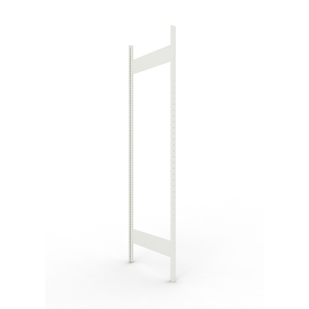Produktabbildung: Ständerrahmen für META Fachbodenregal, geclincht, 1 Zwischenraum, HxB 2.200 x 600 mm, RAL 7035 lichtgrau