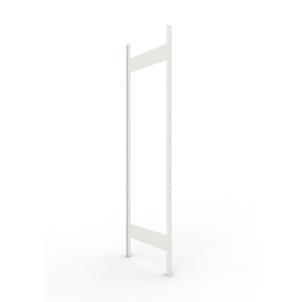 Produktabbildung: Ständerrahmen für META Fachbodenregal, geclincht, 1 Zwischenraum, HxB 2.200 x 600 mm, RAL 7035 lichtgrau