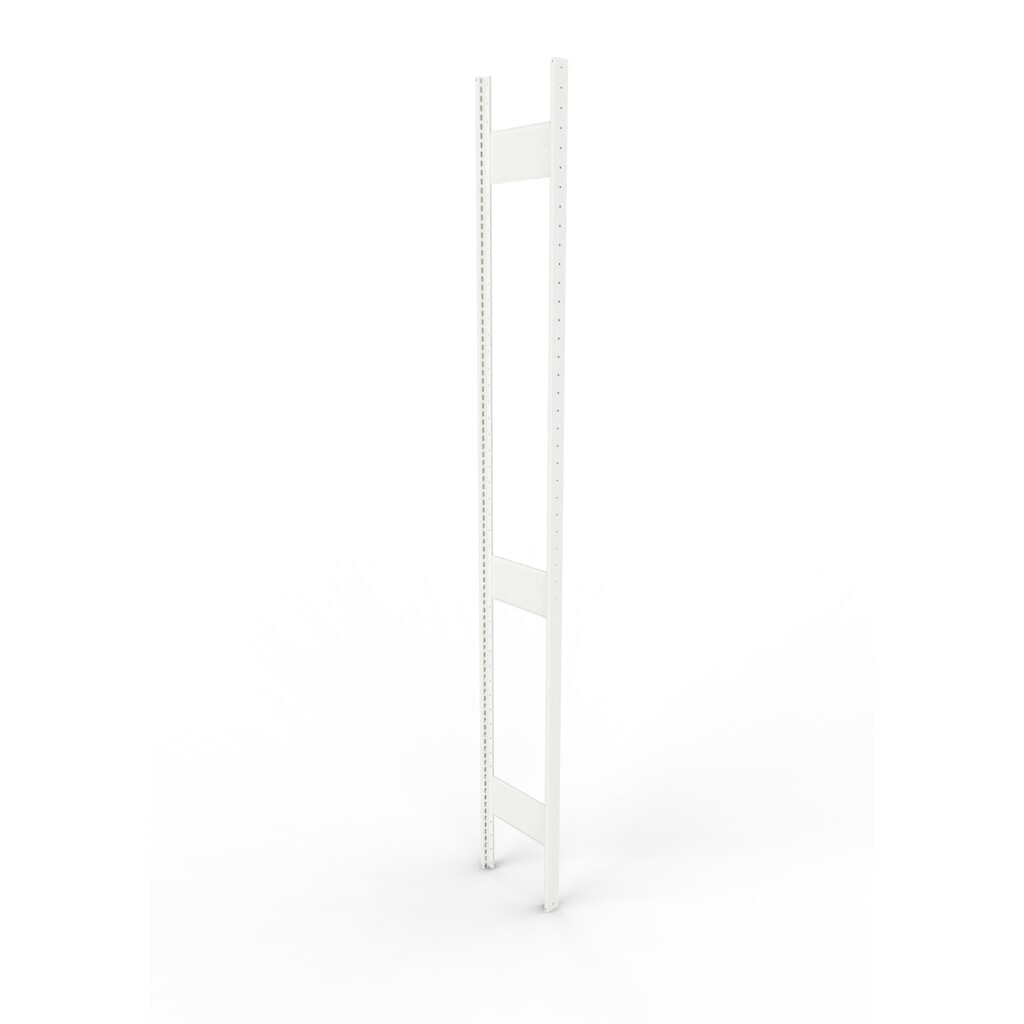 Produktabbildung: Ständerrahmen für META Fachbodenregal, geclincht, 2 Zwischenräume, HxB 2.500 x 300 mm, RAL 7035 lichtgrau