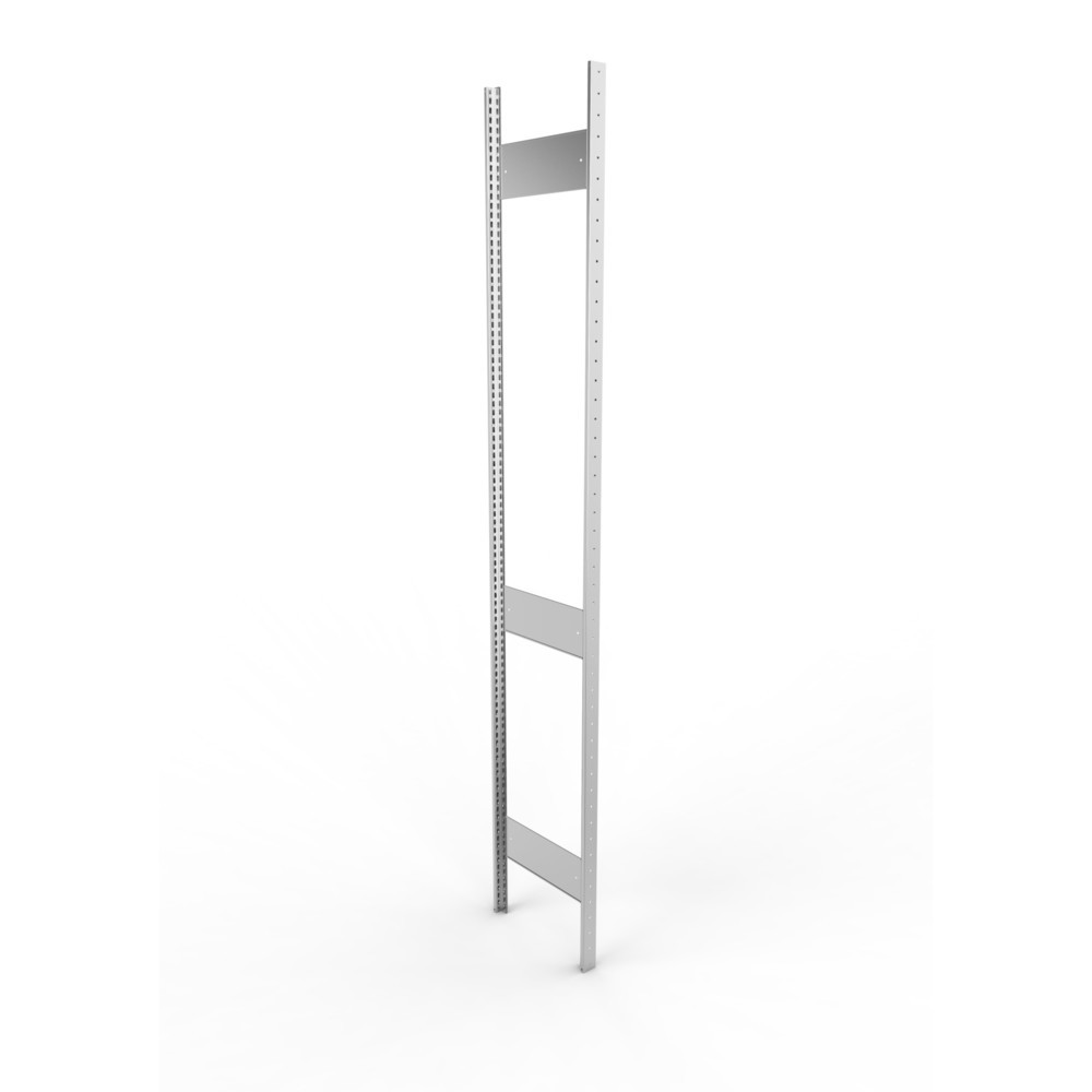 Produktabbildung: Ständerrahmen für META Fachbodenregal, geclincht, 2 Zwischenräume, HxB 2.000 x 400 mm, verzinkt