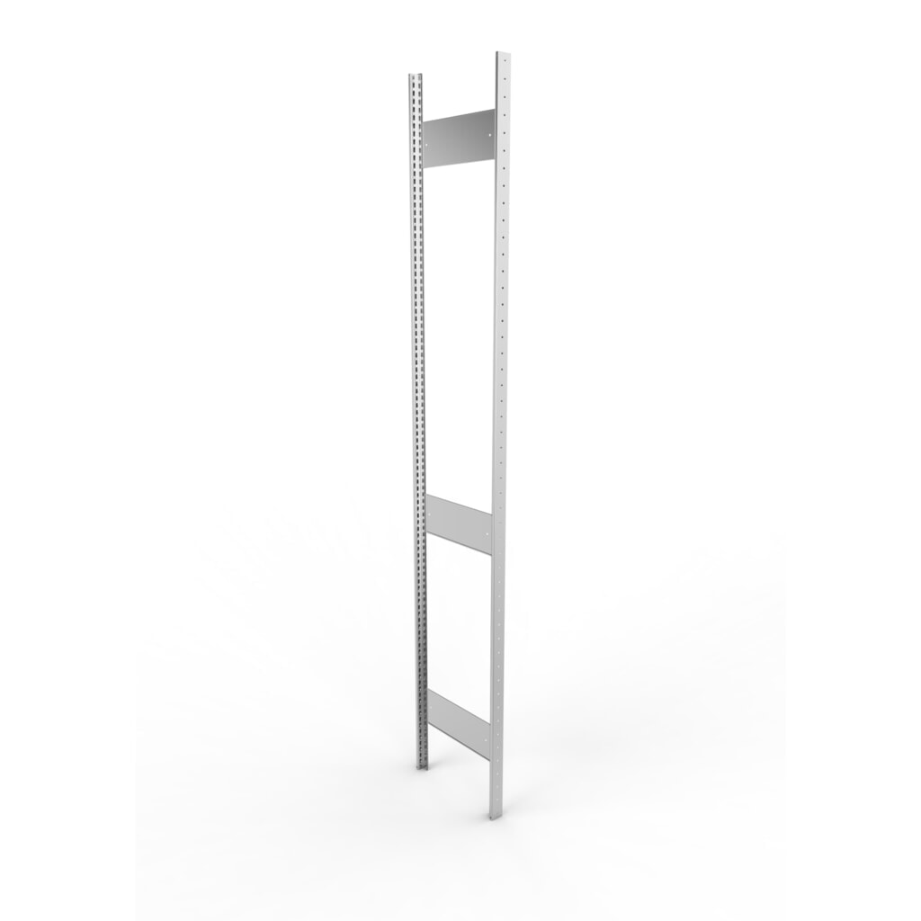 Ständerrahmen für META Fachbodenregal, geclincht, 2 Zwischenräume, HxB 2.000 x 600 mm, verzinkt Produktabbildung: Ständerrahmen für META Fachbodenregal, geclincht, 2 Zwischenräume, HxB 2.000 x 600 mm, verzinkt