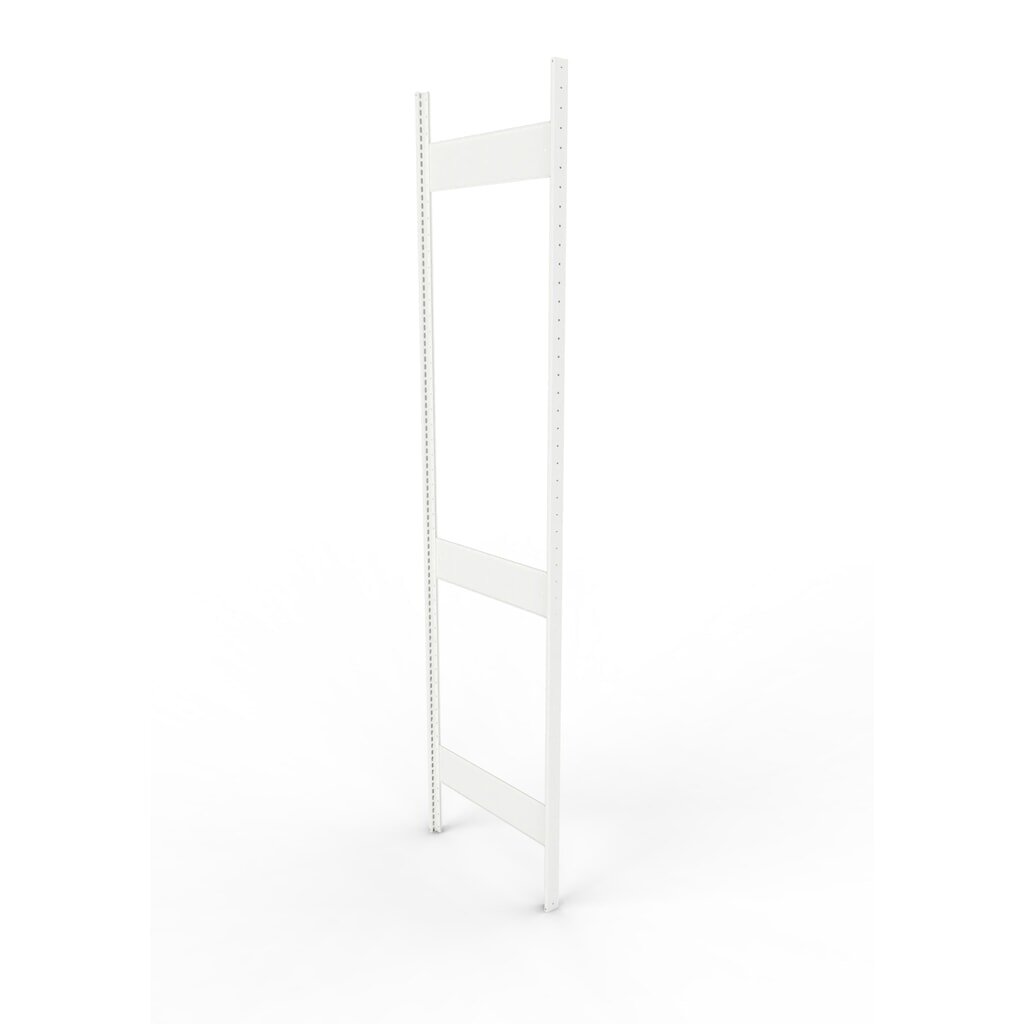 Produktabbildung: Ständerrahmen für META Fachbodenregal, geclincht, 2 Zwischenräume, HxB 2.500 x 600 mm, RAL 7035 lichgrau