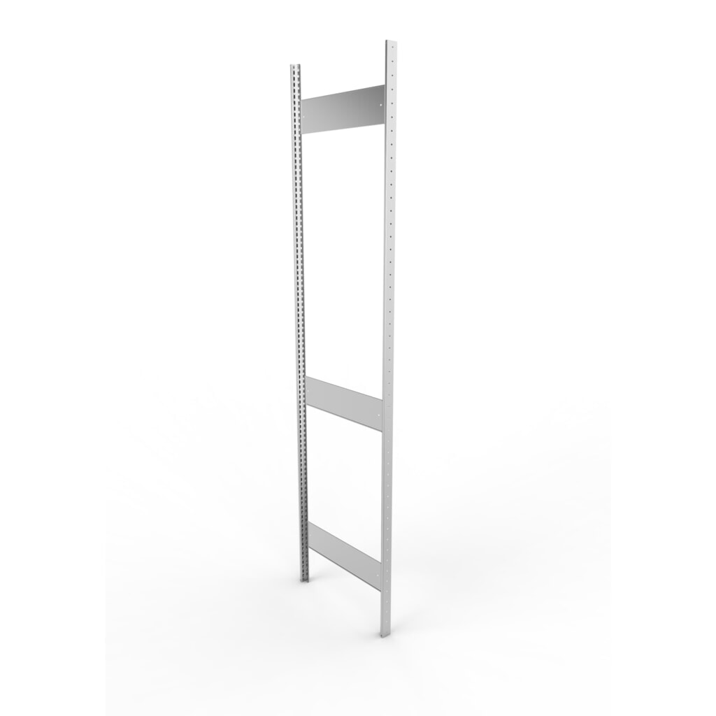 Produktabbildung: Ständerrahmen für META Fachbodenregal, geclincht, 2 Zwischenräume, HxB 2.500 x 600 mm, verzinkt