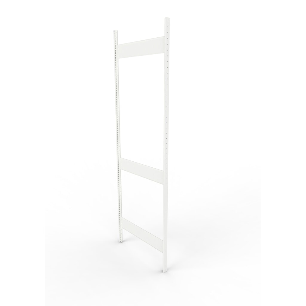 Ständerrahmen für META Fachbodenregal, geclincht, 2 Zwischenräume, HxB 2.500 x 800 mm, RAL 7035 lichgrau Produktabbildung: Ständerrahmen für META Fachbodenregal, geclincht, 2 Zwischenräume, HxB 2.500 x 800 mm, RAL 7035 lichgrau