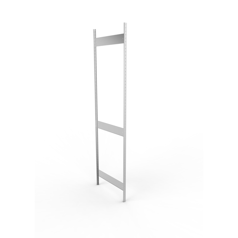 Produktabbildung: Ständerrahmen für META Fachbodenregal, geclincht, 2 Zwischenräume, HxB 3.000 x 800 mm, verzinkt