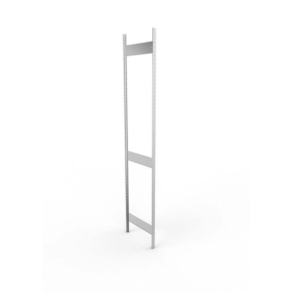Produktabbildung: Ständerrahmen für META Fachbodenregal, geclincht, 2 Zwischenräume, HxB 3.000 x 600 mm, verzinkt