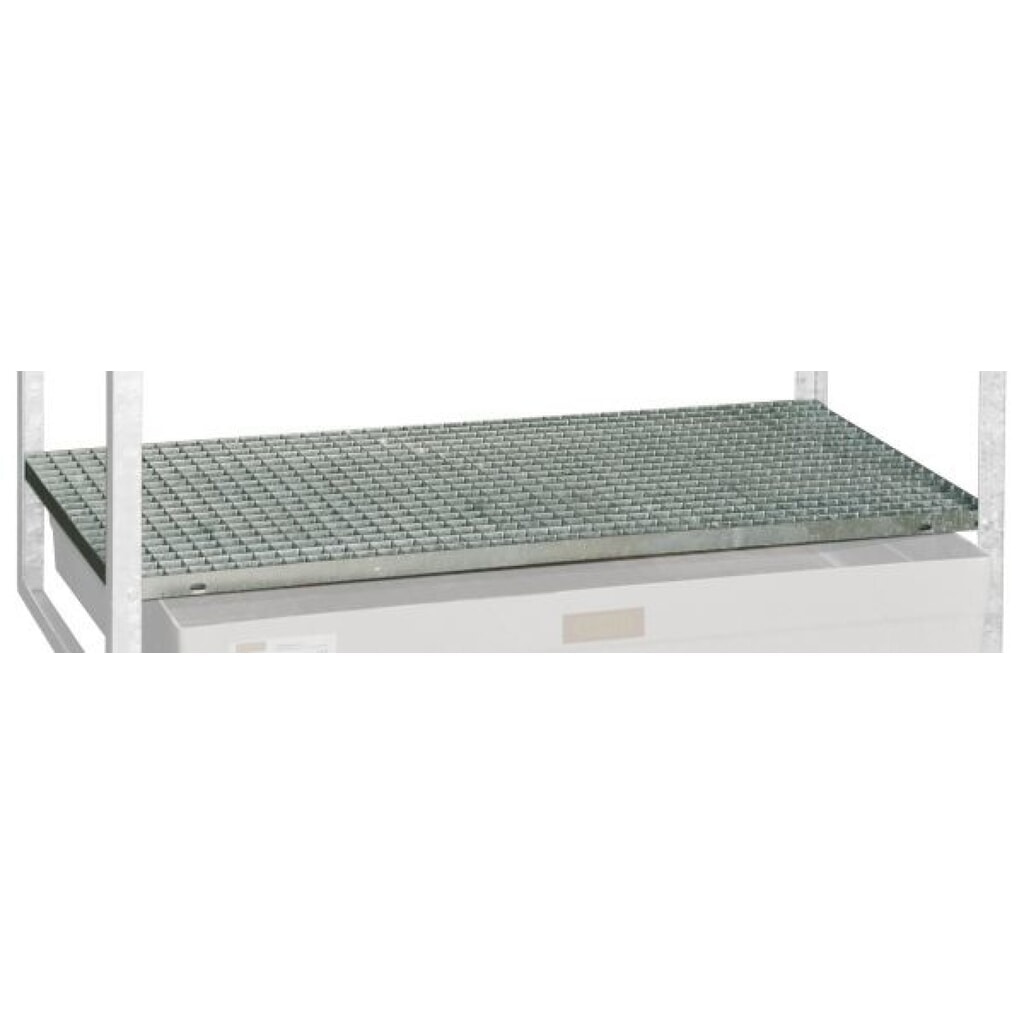 Stahl-Gitterrost für CEMO Fassregal Typ 360, 3. Lagerebene, HxBxT 30 x 1.300 x 620 mm Produktabbildung: Stahl-Gitterrost für CEMO Fassregal Typ 360, 3. Lagerebene, HxBxT 30 x 1.300 x 620 mm