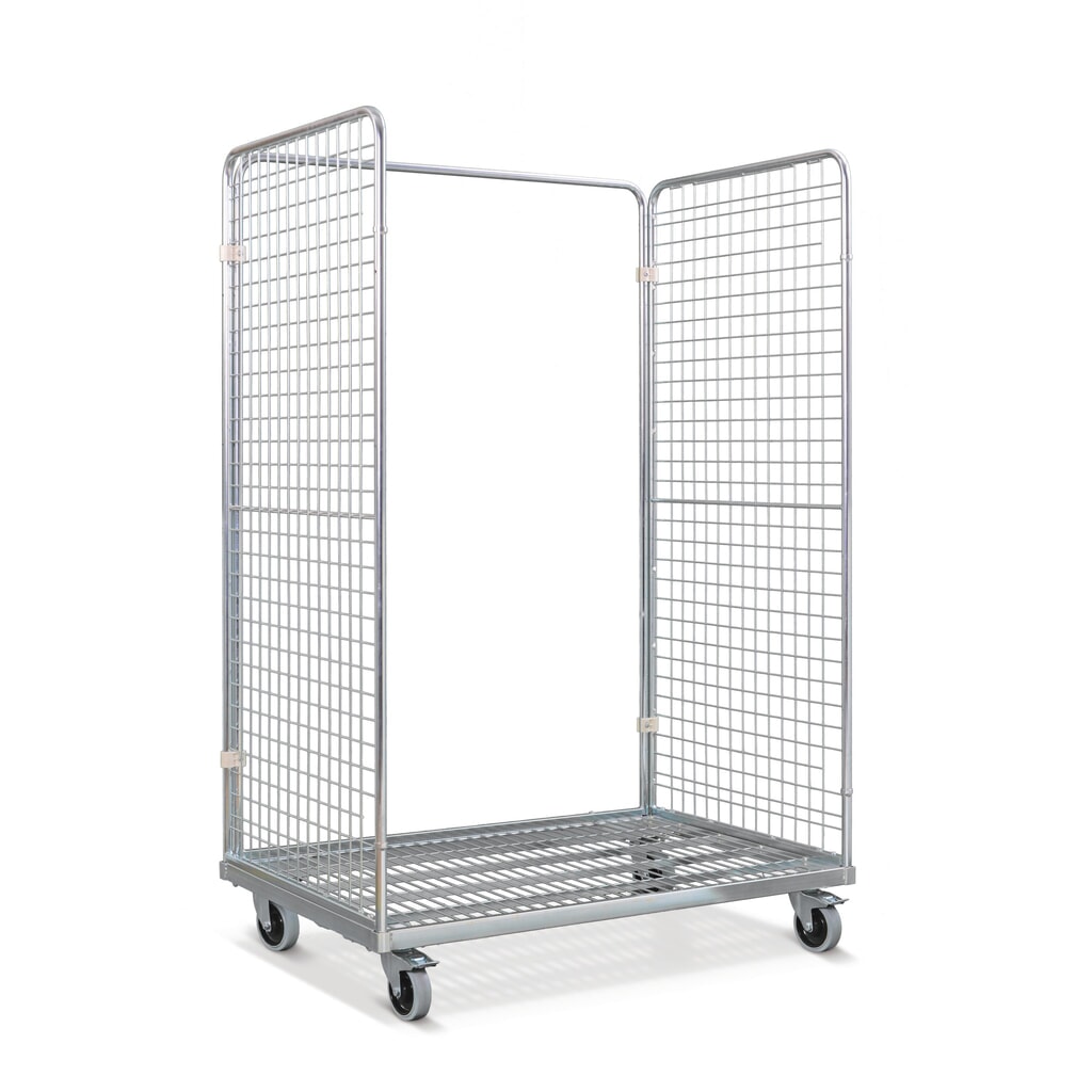 Produktabbildung: Stahl-Rollbehälter in Euro-Maß, 2-seitig, mit Rohrramen hinten, Ladefläche 1.150 x 750 mm