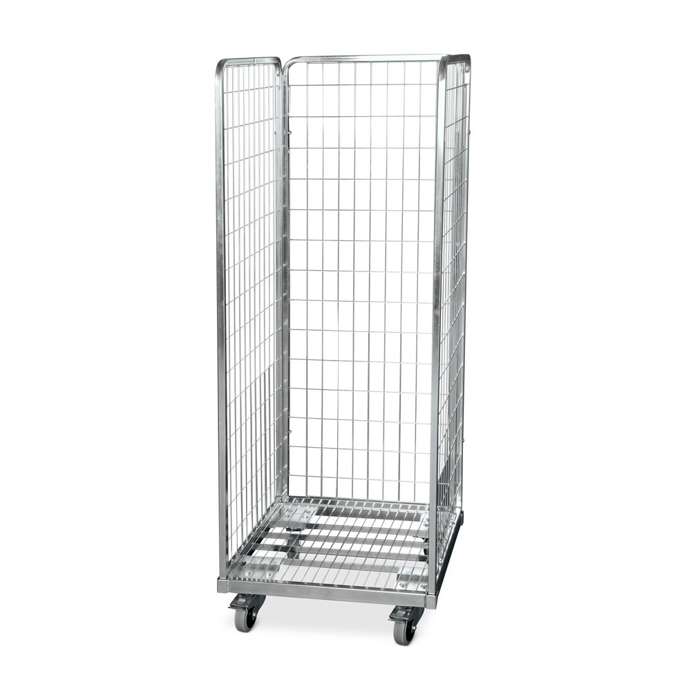 Produktabbildung: Stahl-Rollbehälter in Euro-Maß, 3-seitig, Ladefläche BxT 600 x 600 mm